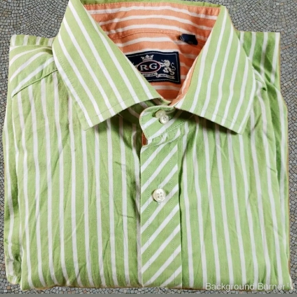 Robert Graham Mens XL Dress Shirt Striped Green